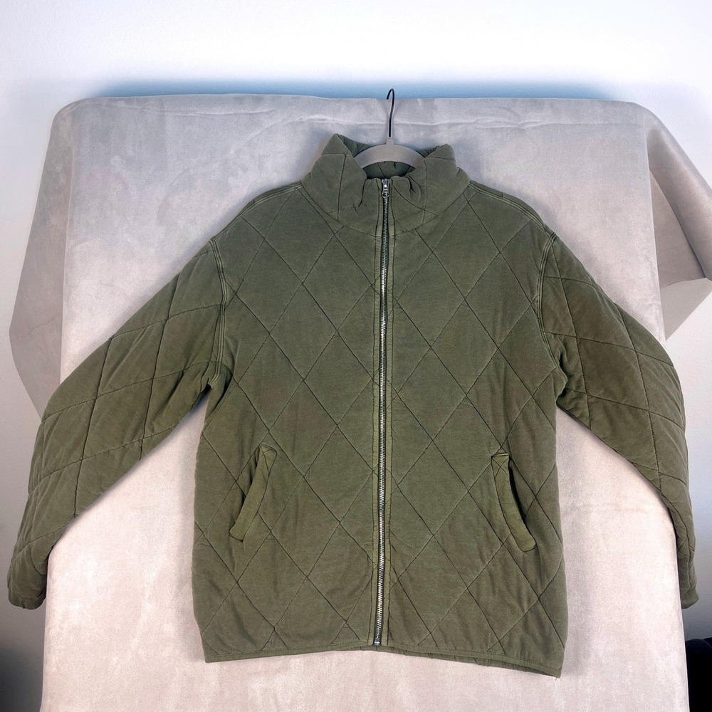 Wild Fable Olive Green Quilted Zip Up Mock Neck Jacket Medium Gorpcore Comfy